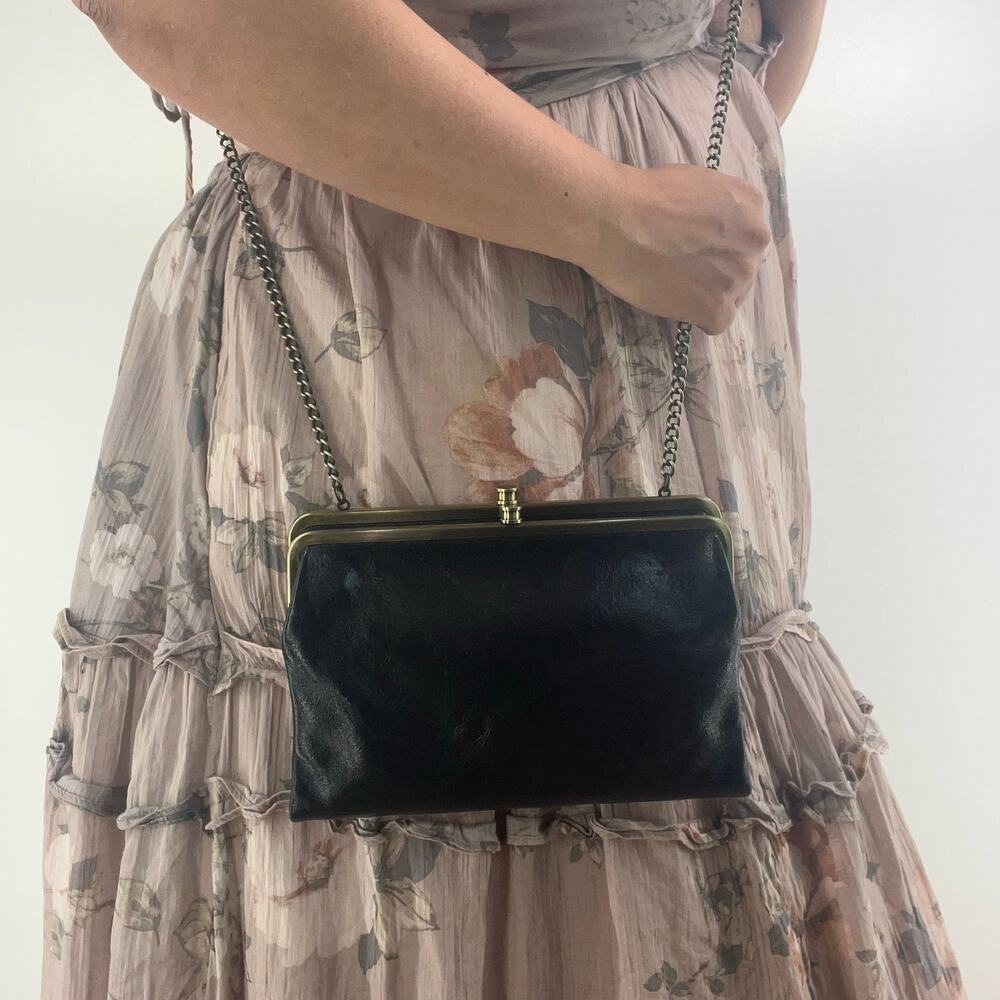 Hobo International Leanne Kisslock Crossbody Leather Bag Purse
